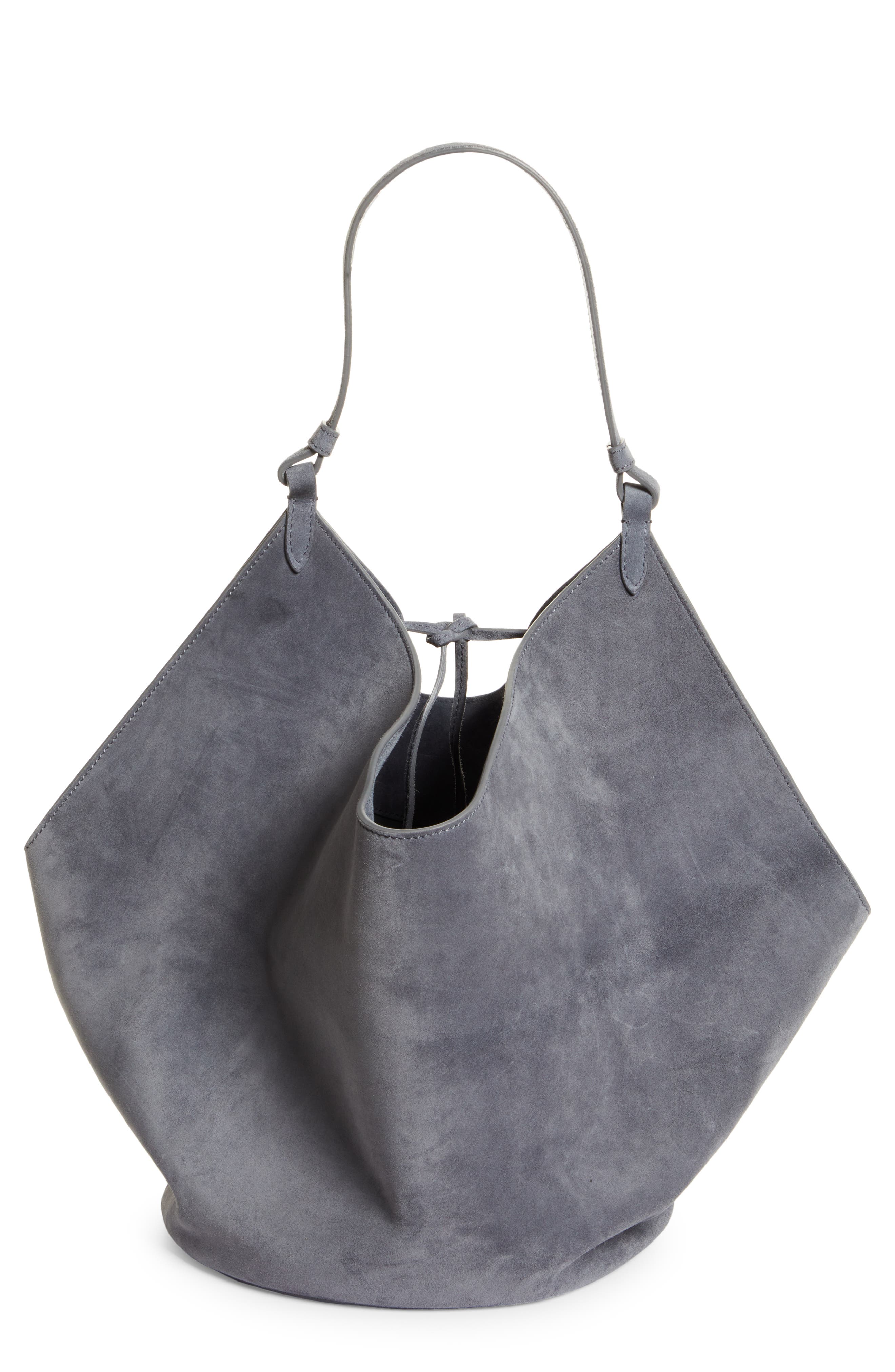 Medium Lotus Suede Tote, Main, color, SLATE