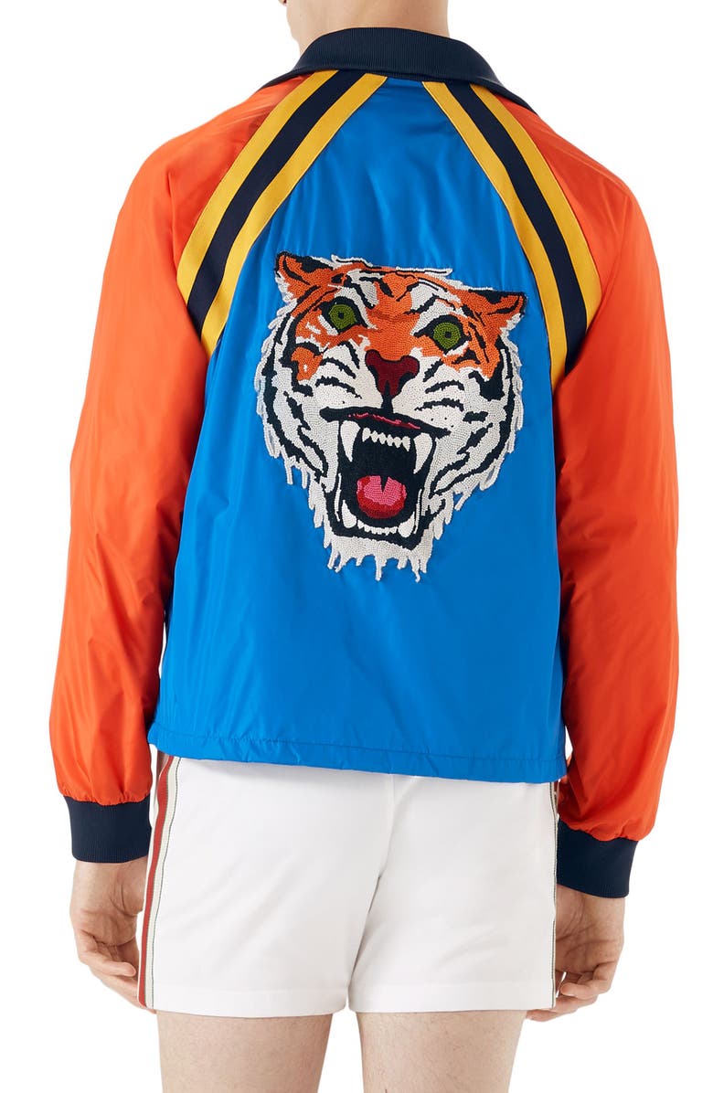 Gucci Tiger Embroidered Track Jacket, Alternate, color,