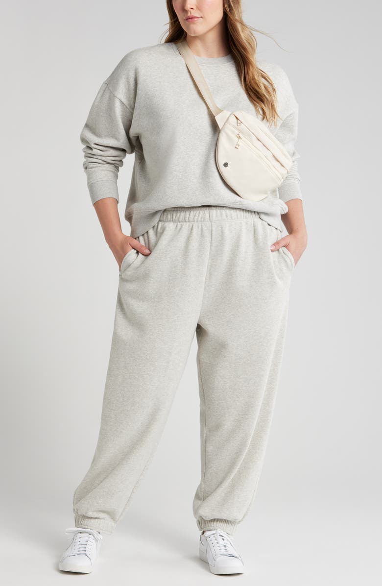Zella Cloud Fleece Sweatshirt, Alternate, color, Grey Light Heather