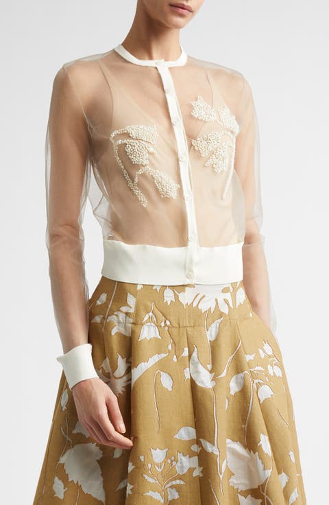 Floral Beaded Sheer Cardigan