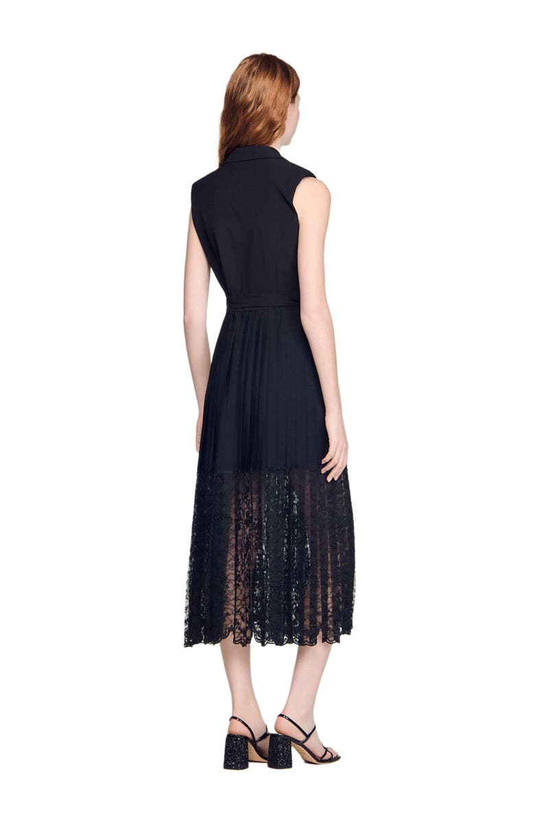 SANDRO Lace collar maxi dress, Alternate, color, Black