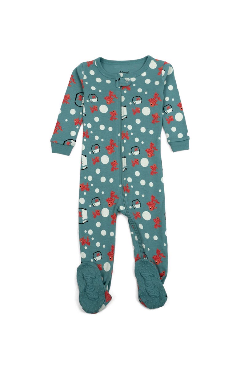 Leveret Footed Cotton Matching Family Pajamas, Nature 
Water Prints, Main, color, Fish Tank