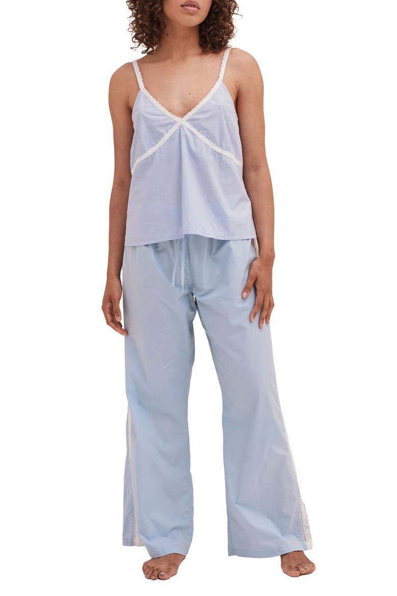 Cami Cotton Pajamas, Main, color, PLAIN POPLIN BLUE