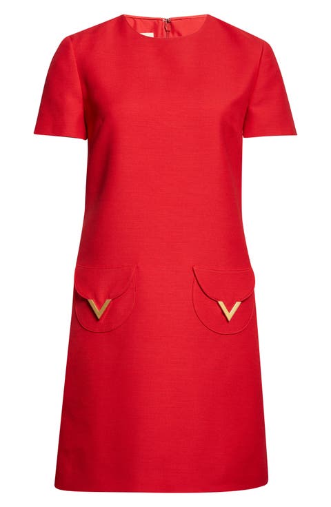 V-Detail Solid Crepe Couture Minidress