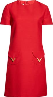 Valentino V-Detail Solid Crepe Couture Minidress