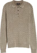 BEAMS Pigment Dyed Cable Knit Cotton Polo