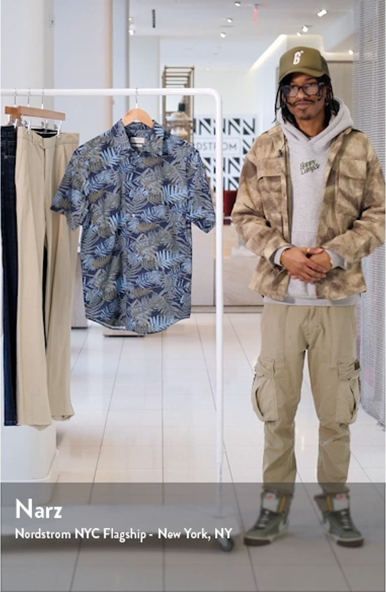 Orson Frond Print Shaped Fit Camp Shirt, sales video thumbnail