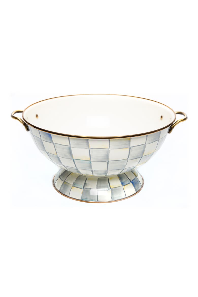Sterling Check Enameled Steel Everything Bowl, Main, color, GREY/ WHITE