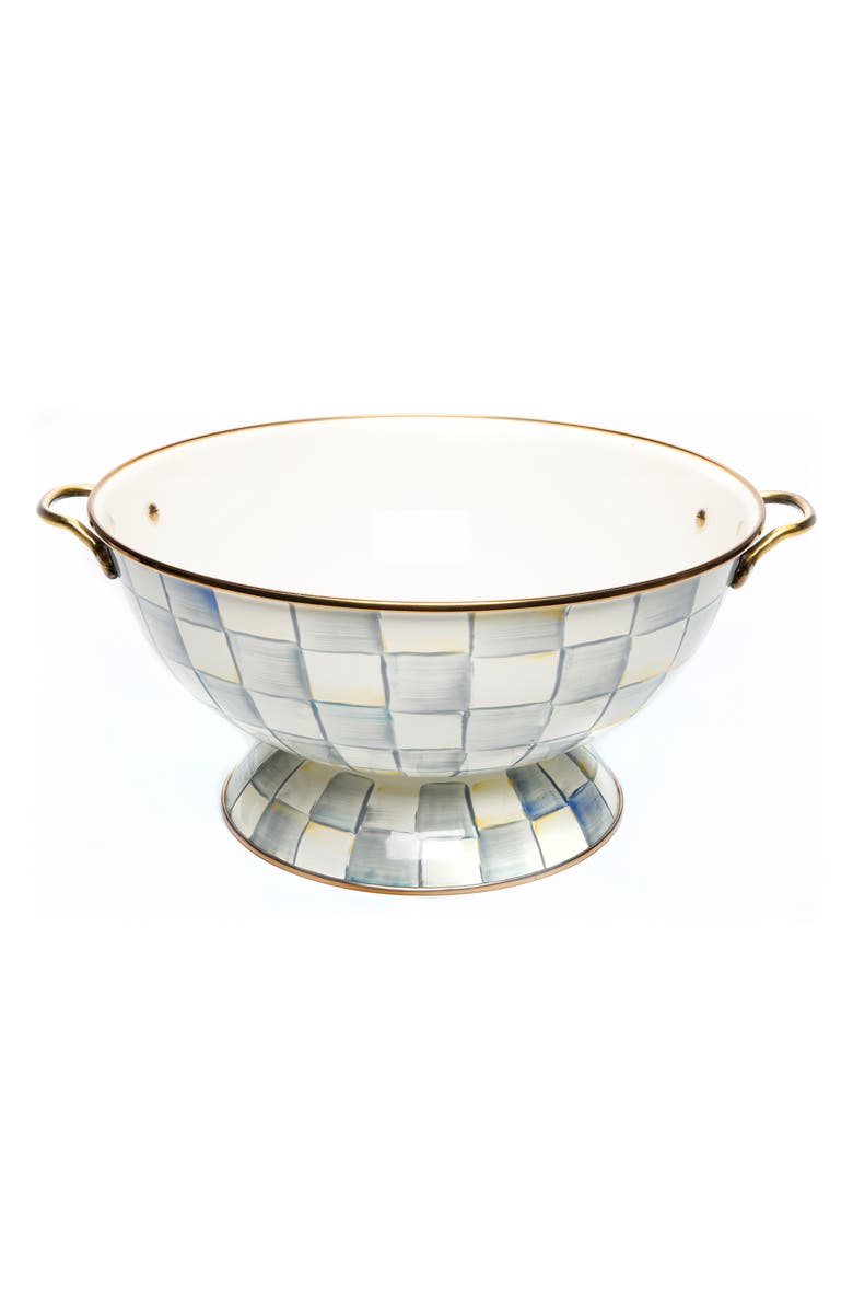MACKENZIE CHILDS Sterling Check Enameled Steel Everything Bowl, Main, color, Grey/ White