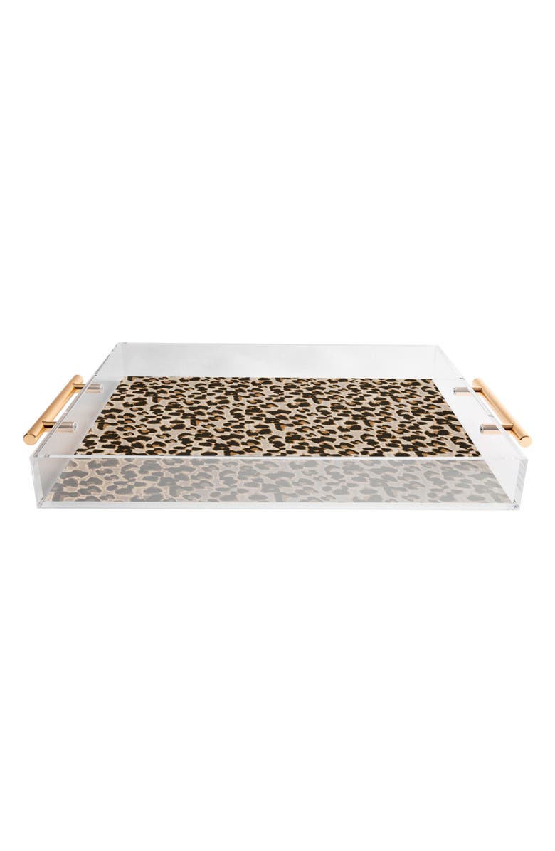 Deny Designs Leopard Print Acrylic Tray, Main, color, Beige