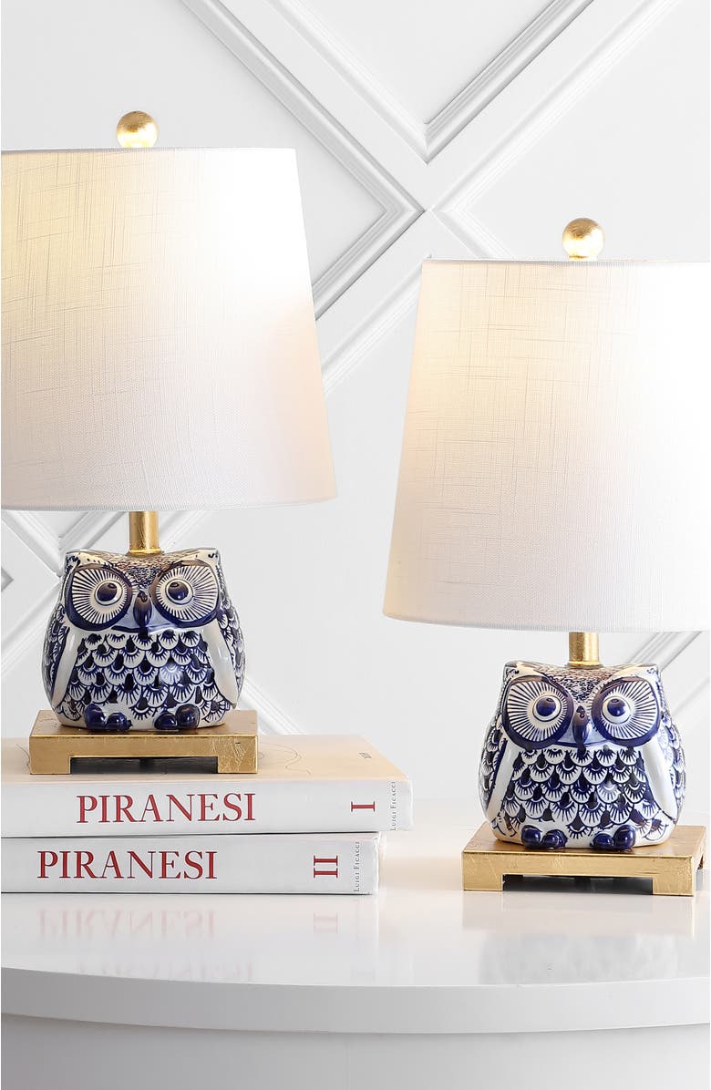 JONATHAN Y Justina 16" Ceramic Mini Table Lamp, Alternate, color, Blue/White