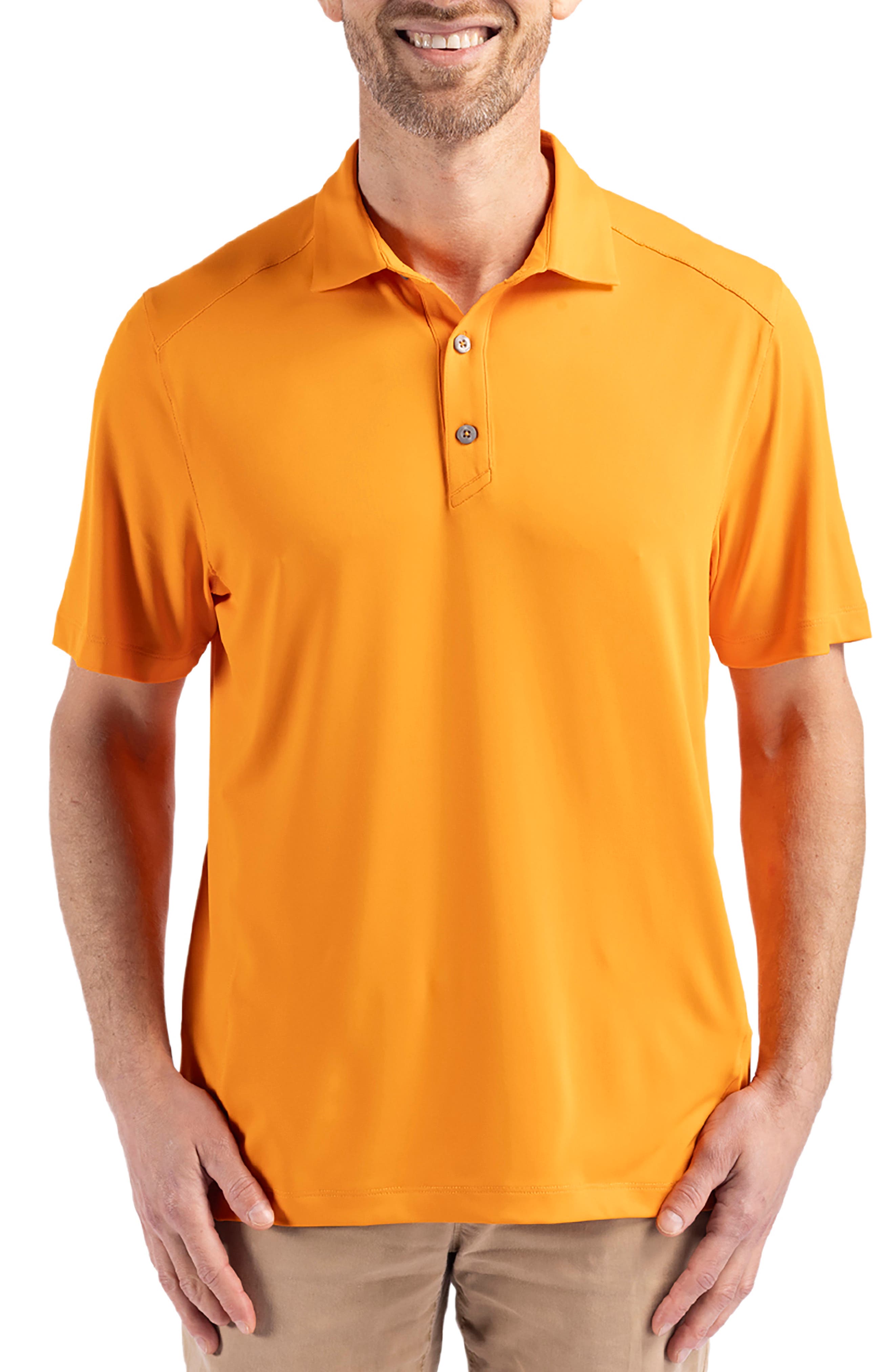 Cutter & Buck Solid Performance Recycled Polyester Polo in Orange Burst 