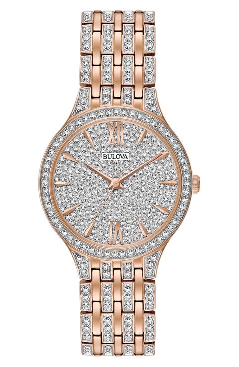 Swarovski® Crystal Two-Tone Bracelet Watch, 32mm x 7mm