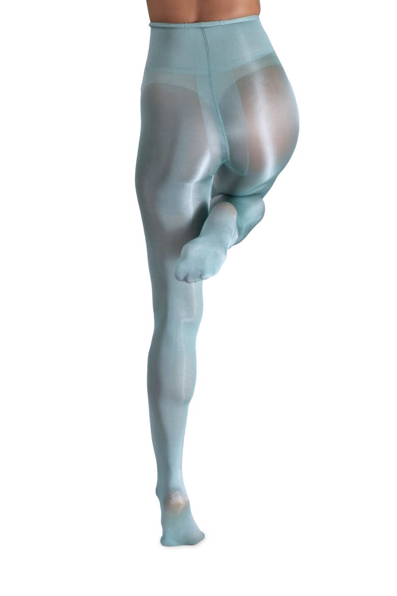 Lustrous Silky Shiny 40-Denier Semi-Opaque Tights, Alternate, color, TEAL GREEN