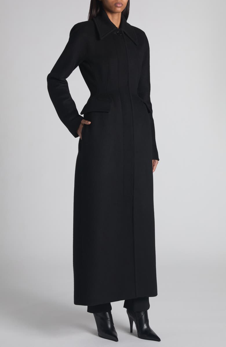 McQueen Wool & Cashmere Longline Coat, Alternate, color, Black