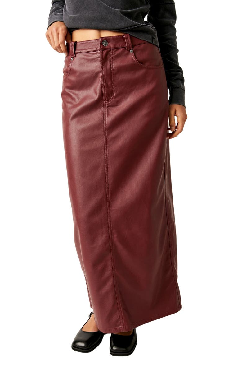 Free People City Slicker Faux Leather Maxi Skirt, Main, color, Red Jasper