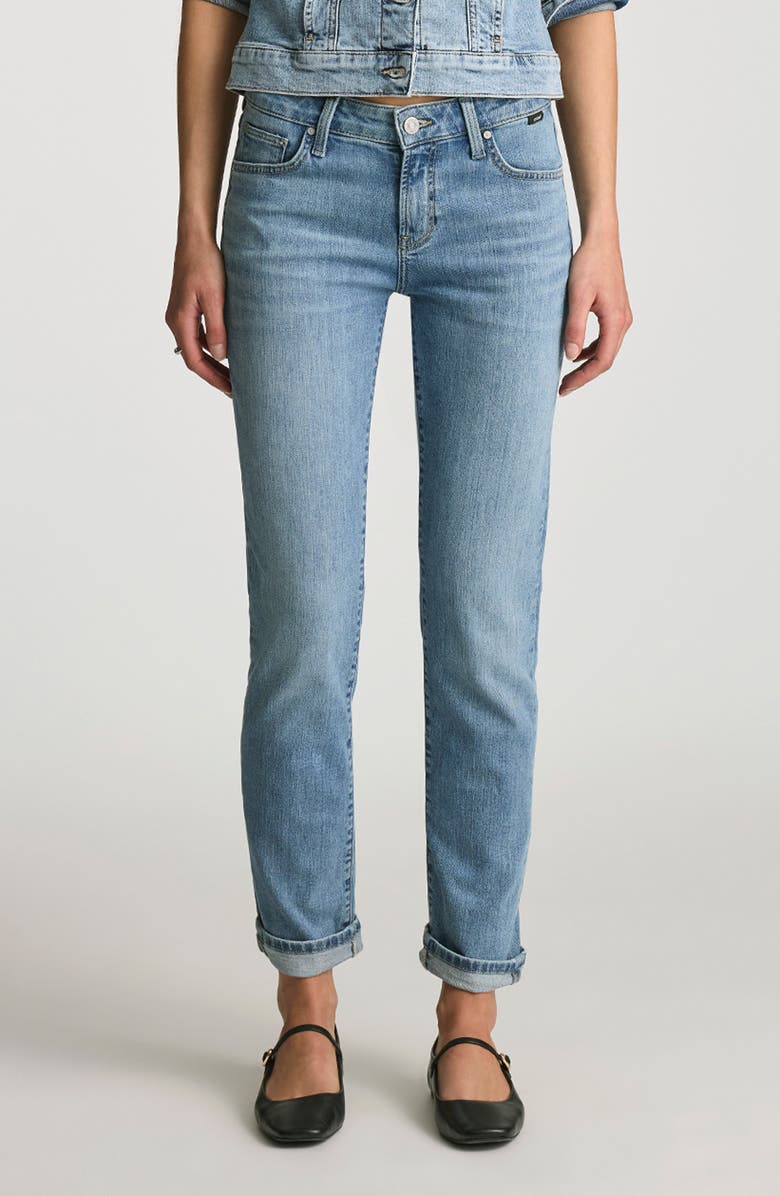 Mavi Jeans Emma Mid Rise Slim Boyfriend Jeans, Main, color, Light Brushed Flex Blue