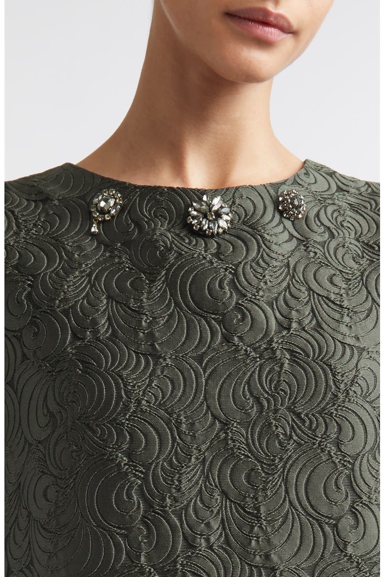 Sleeveless Jacquard Shift Dress, Alternate, color, DARK GREEN