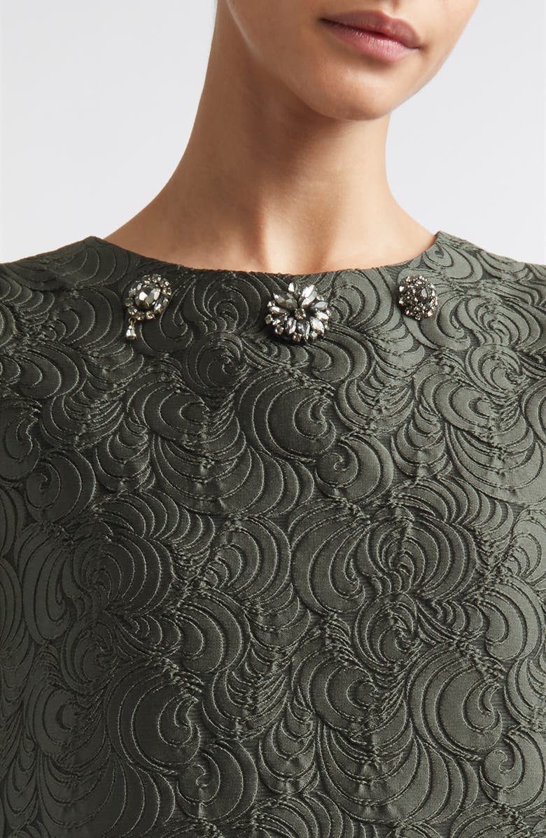 Max Mara Sleeveless Jacquard Shift Dress, Alternate, color, Dark Green