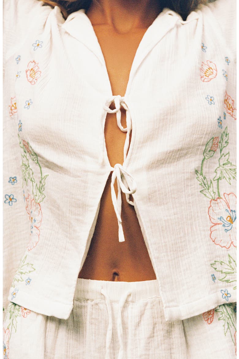 Superbloom Tie Front Cover-Up Shirt, Alternate, color, WHITE