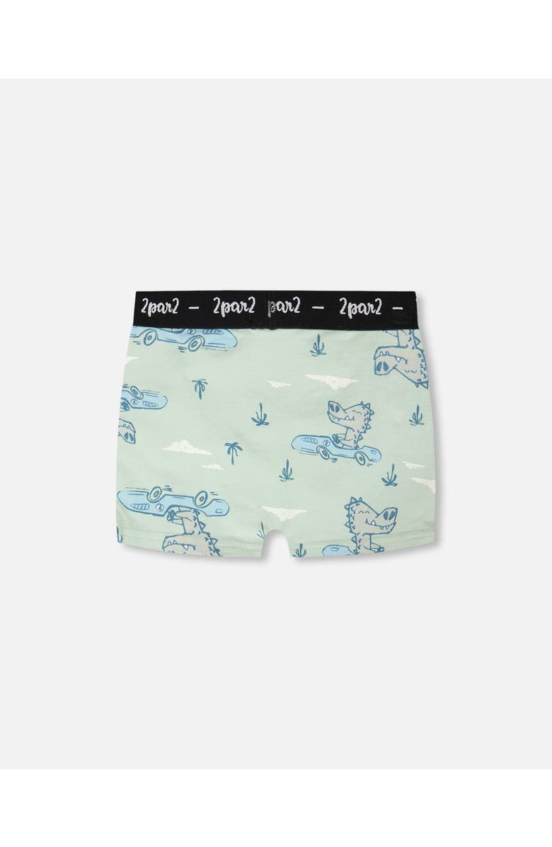 Deux par Deux Organic Cotton Crocodile Elastic Waist Boxer, Alternate, color, Green Printed Crocodiles