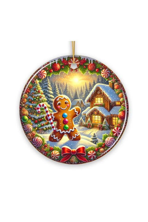 Gingerbread Man Christmas Village Ornament - Version 2