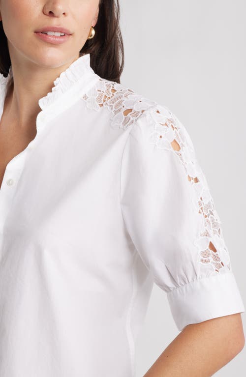 Caslonr Caslon(r) Ruffle Lace Appliqué Cotton Top In White
