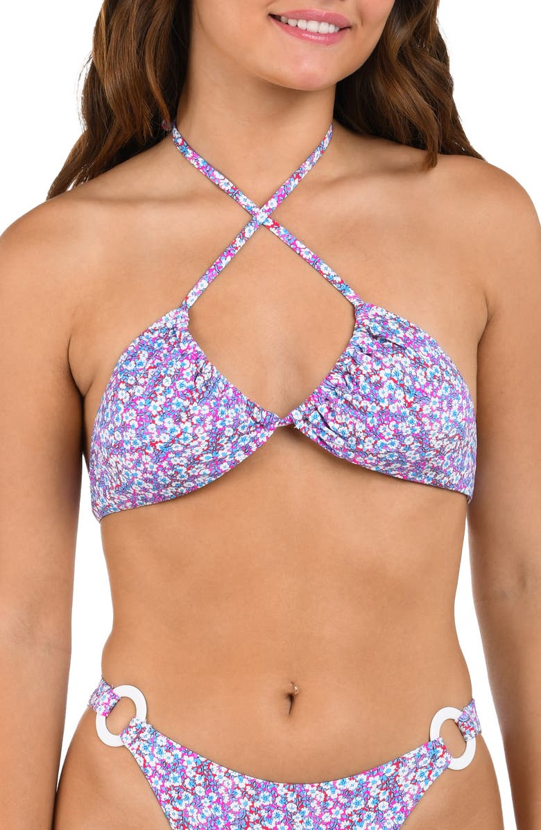 Citrus Flora Convertible Halter Bikini Top, Alternate, color,