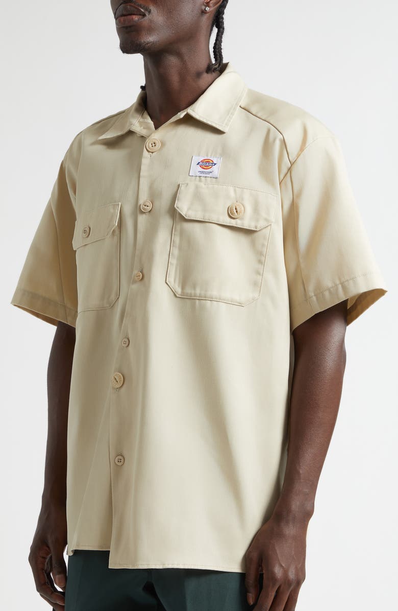 Undercover x Dickies Short Sleeve Button-Up Work Shirt, Alternate, color, Beige