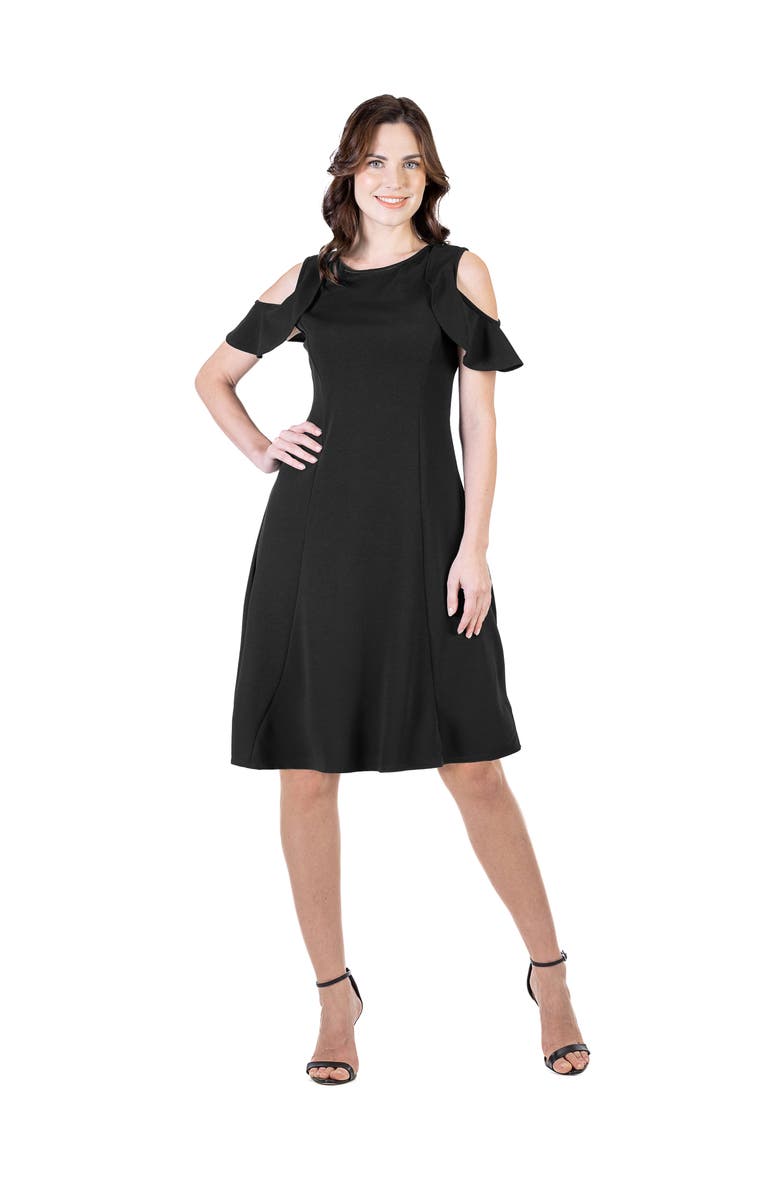 24seven Comfort Apparel V-Neck Sleeveless Maxi Dress with Belt, Main, color, Black