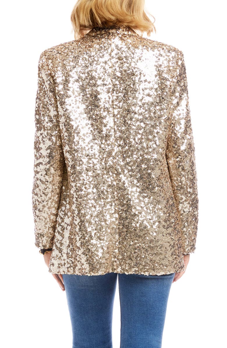 Karen Kane Sequin Open Front Jacket, Alternate, color, Champagne