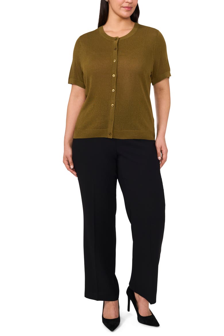 Short Sleeve Cardigan, Alternate, color, OLIVE MOSS