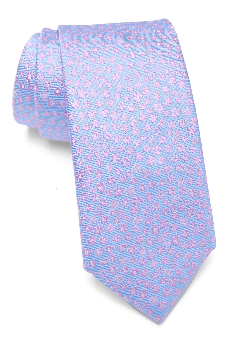 Adantee Floral Silk Tie, Main, color, LT.BLUE