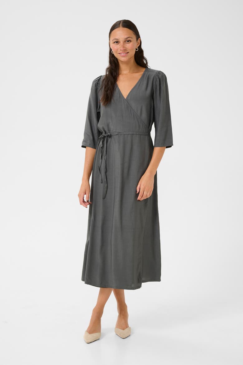 KAmira Half Sleeves V-neck Wrap Dress, Main, color, Black Oyster