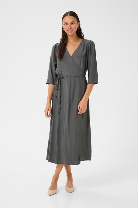 KAmira Half Sleeves V-neck Wrap Dress