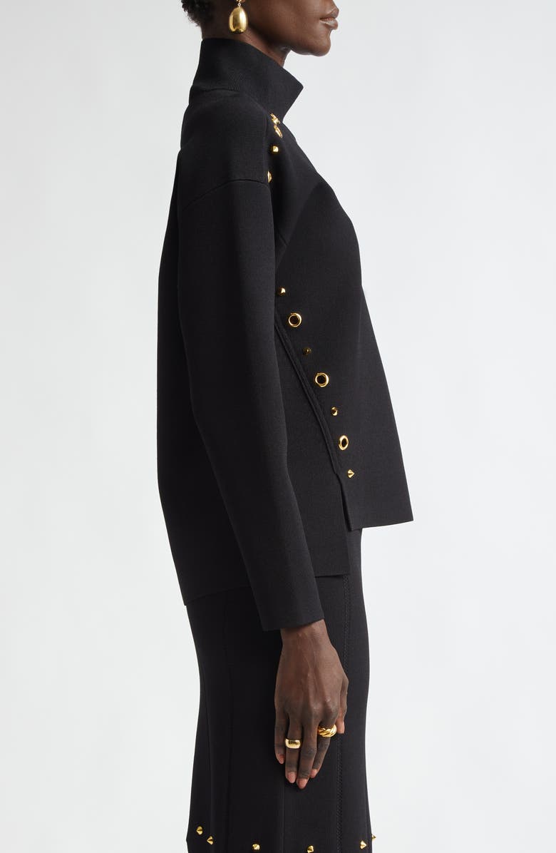 ST. JOHN Grommet Studded Mock Neck Sweater, Alternate, color, 