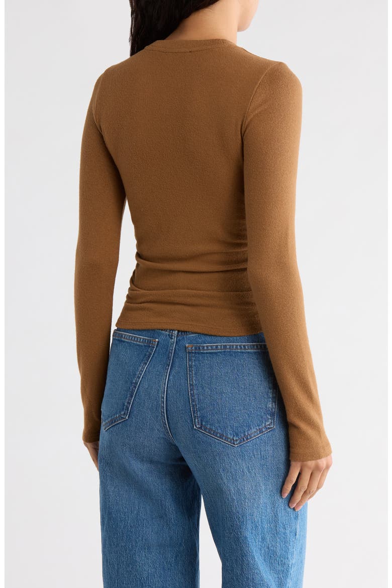 Long Sleeve Ruched Brushed Jersey Top, Alternate, color, PECAN SHELL