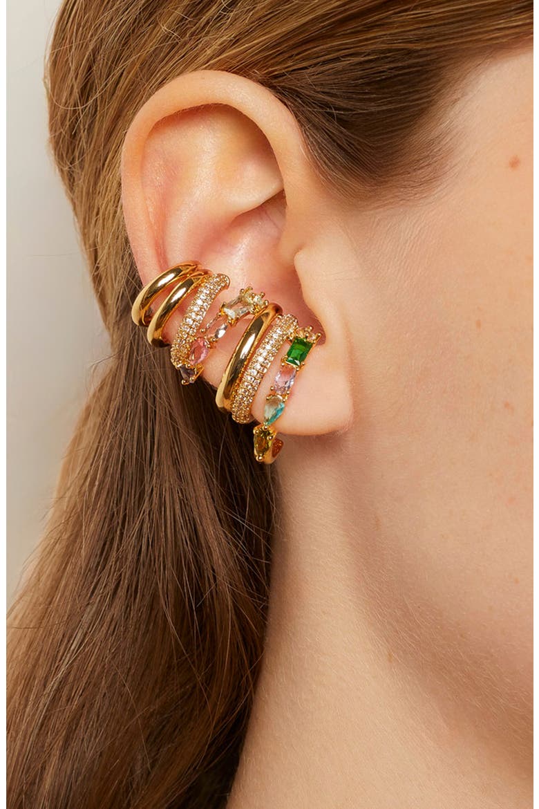 Cubic Zirconia Ear Climbers, Alternate, color, GOLD MULTI