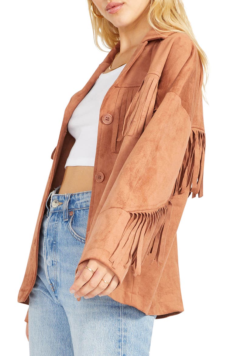 BB Dakota Westworld Fringe Faux Suede Jacket, Alternate, color, TERRACOTTA