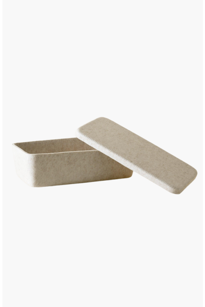 The Sculpted Bin - Long with Lid, Main, color, Stone - Set of 3