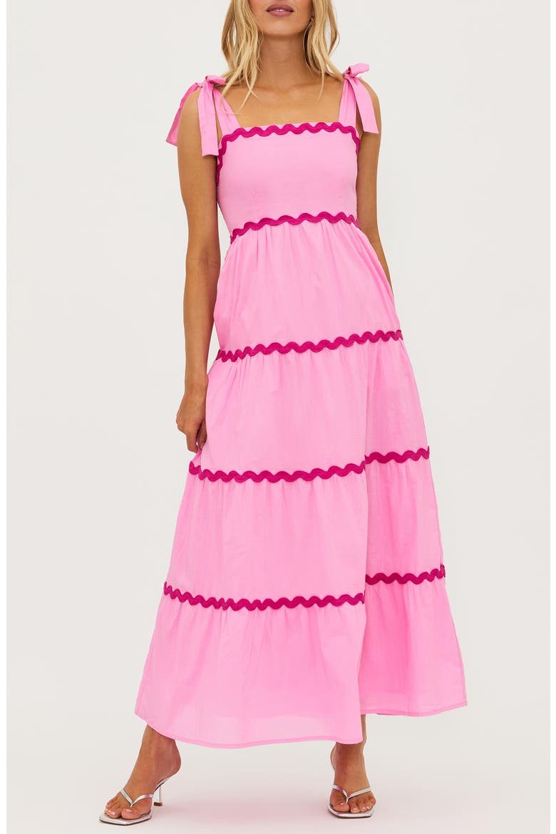 Rickrack Trim Tiered Cover-Up Maxi Dress, Main, color, SWEET BERRY
