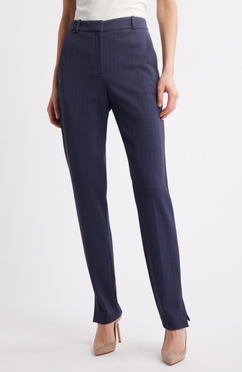 Shop Hugo Boss Boss Tanya Straight Leg Pants In Clean Navy Herringbone