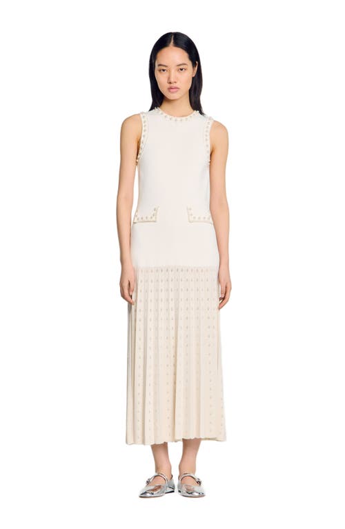 SANDRO SANDRO PEARL BEAD KNIT MAXI DRESS 