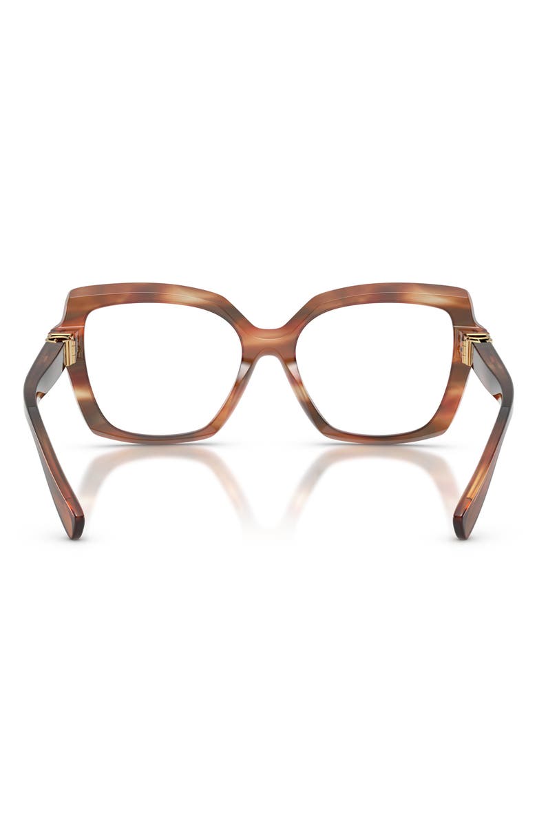Dolce&Gabbana 55mm Butterfly Optical Glasses, Alternate, color, Striped Brown