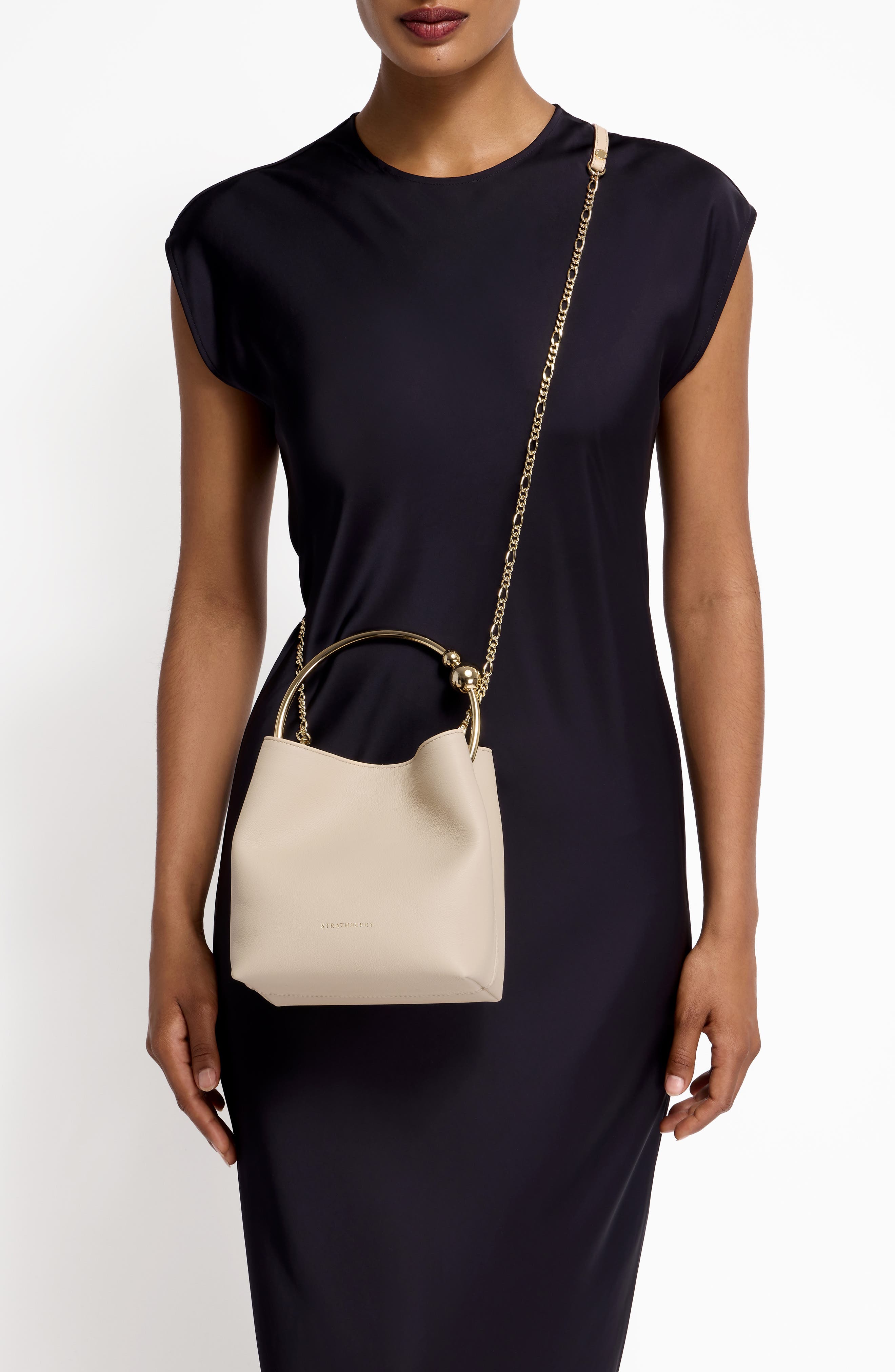 Strathberry The Circus Top Handle Leather Bucket Bag, Alternate, color, 