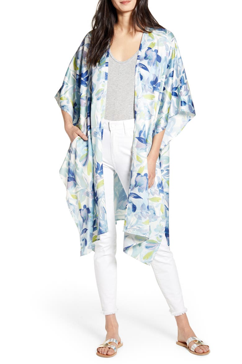 Printed Duster, Main, color, BLUE SUN FLORAL PRINT