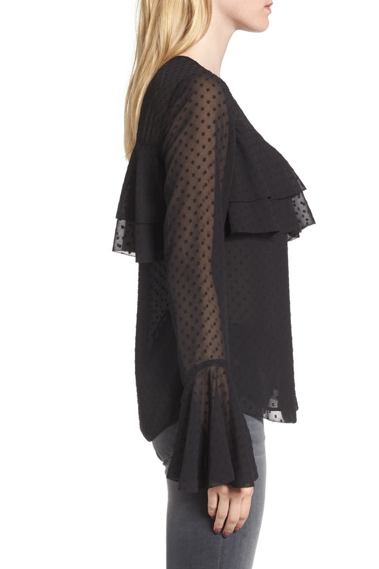 Double Ruffle Blouse, Alternate, color, BLACK