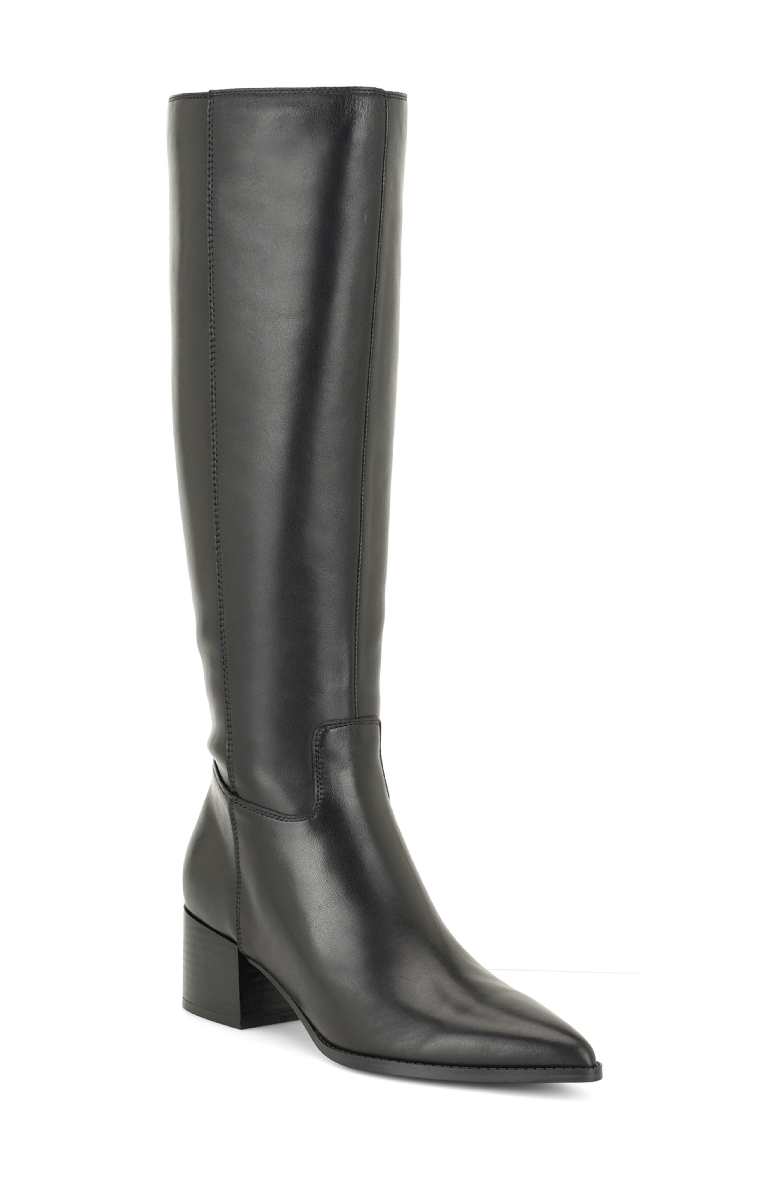 Bridgit Faux Leather Knee High Boot, Main, color, BLK01