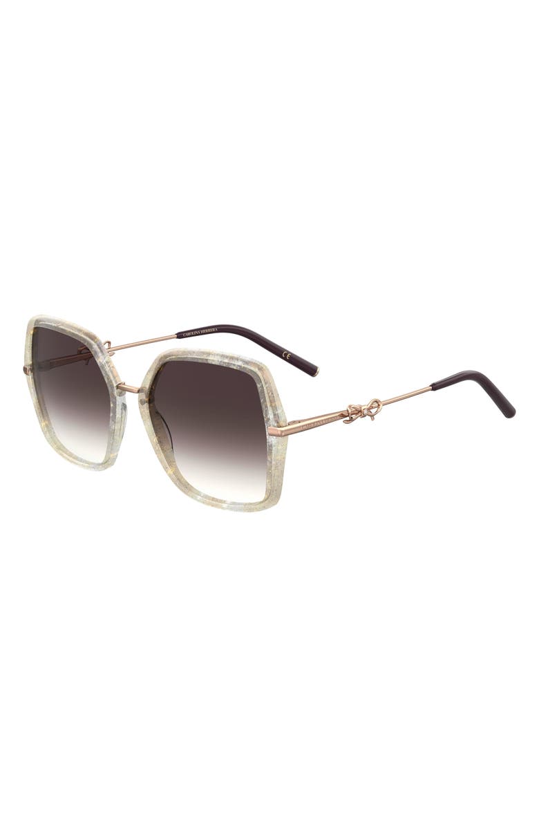 Carolina Herrera 57mm Square Sunglasses, Alternate, color, White Marble