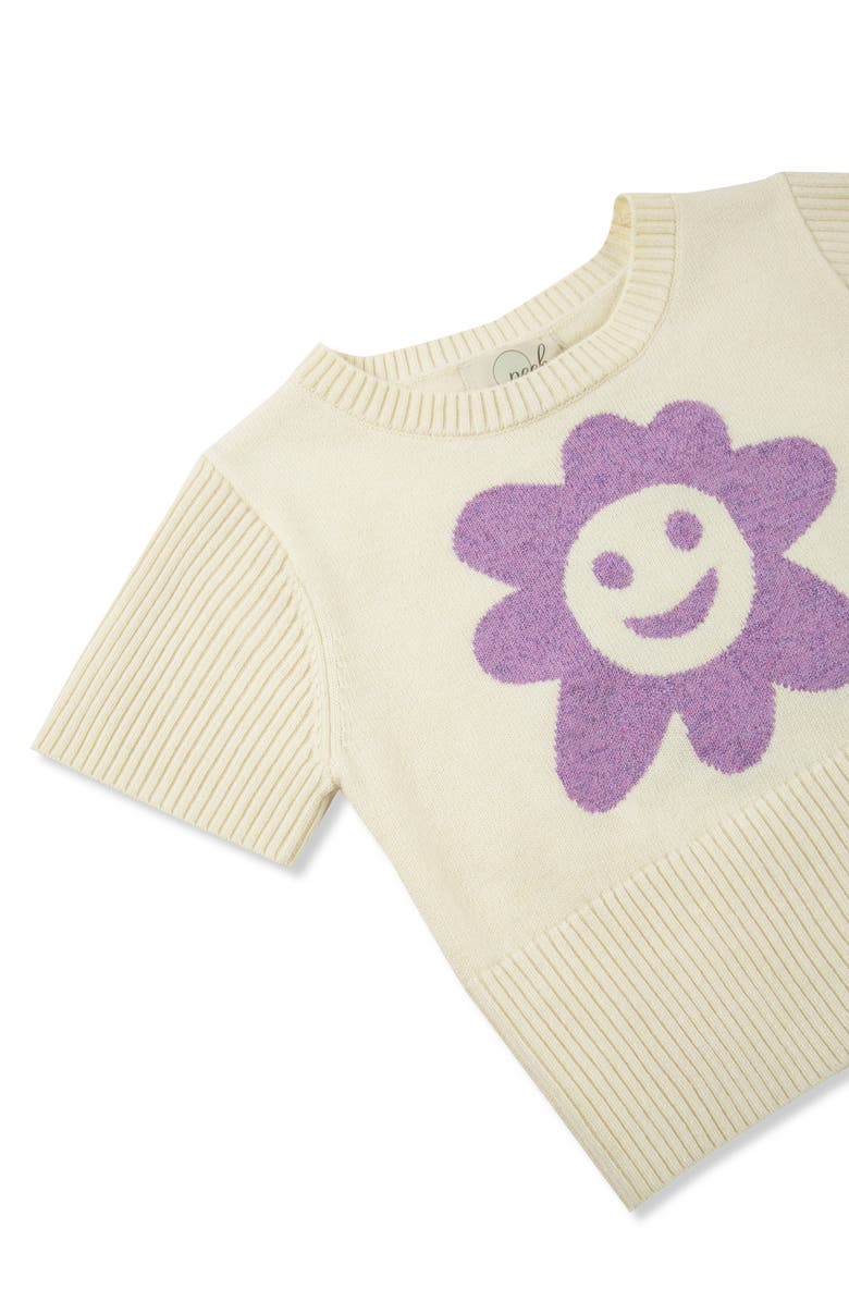 Peek Aren't You Curious Kids' Happy Flower Short Sleeve Sweater & Tutu Skirt Set, Alternate, color, Natural